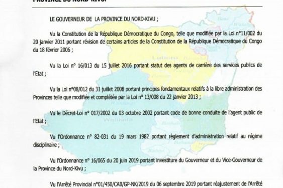 Goma-Affaire Sotraki: le gouverneur Carly Nzanzu révoque son conseiller juridique