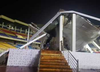 RDC : Le podium de la visite papale monté au Stade des Martyrs sest écroulé