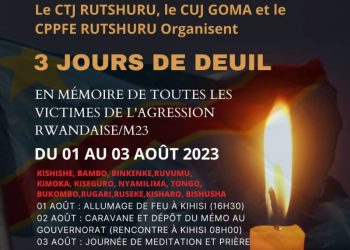 RDC : 3 jours de deuil en mémoire des victimes de la guerre du M23-FARDC à Rutshuru, Nyiragongo et à Masisi